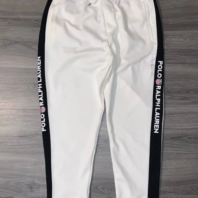 Polo Ralph Lauren Big & Tall White Black Striped Logo Knit Jogger Pants 2XLT NWT - New Men | Color: White/Black | Size: Tall XXL