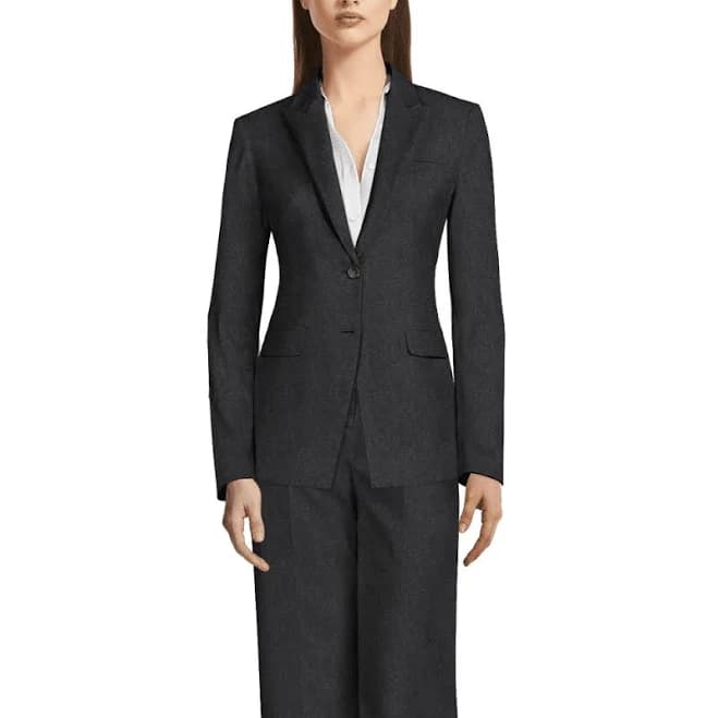 Wide Leg Herringbone Tweed Pant Suit