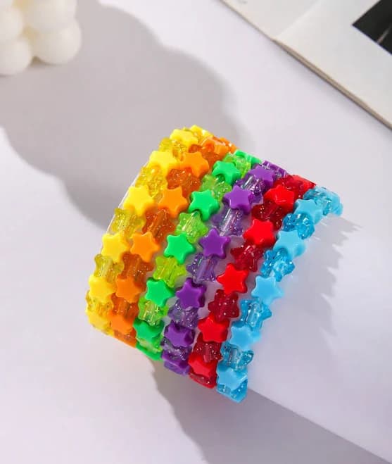 Acrylic Beaded Star Charm Bracelet