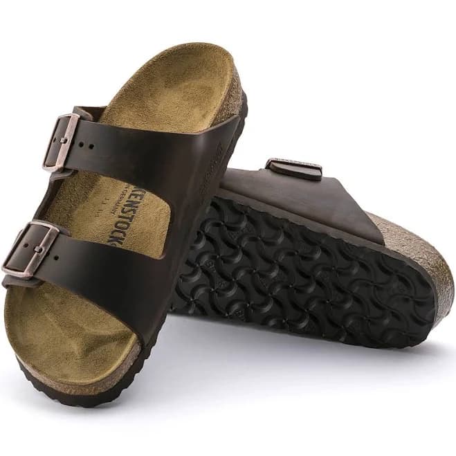 BIRKENSTOCK Arizona Oiled Leather Habana Two-Strap Sandals