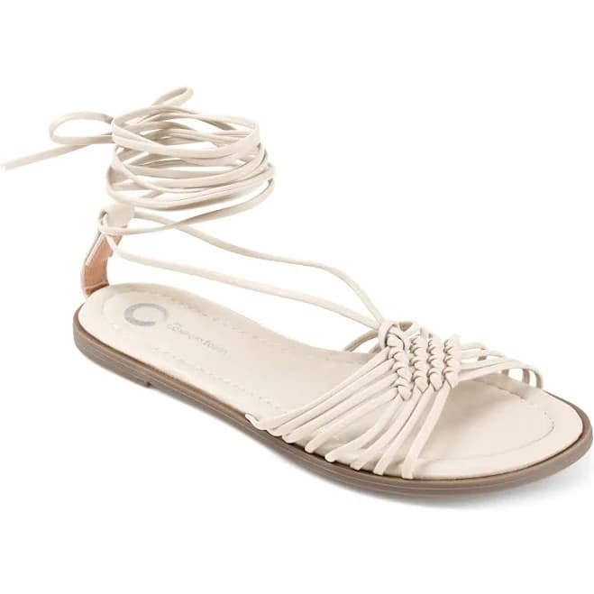 Journee Collection Women's Jess Lace-Up Vegan Leather Sandals