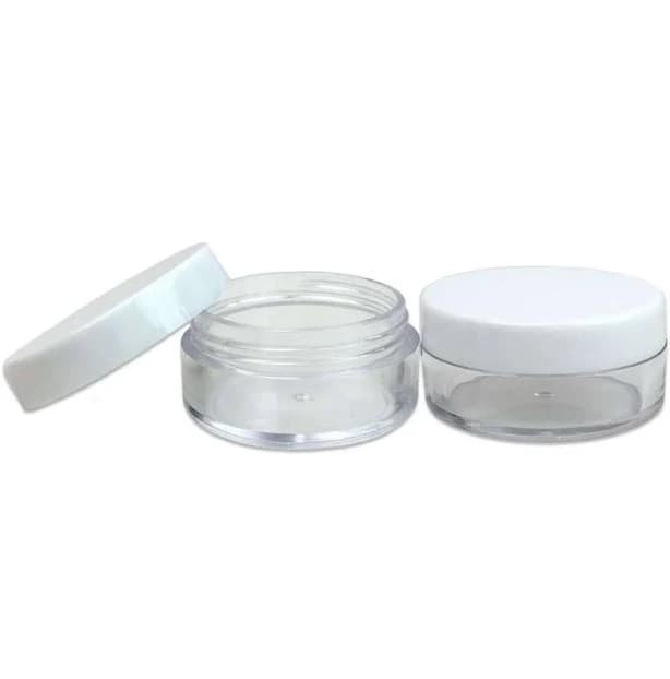 10 ml Clear Plastic Jar w/ White Cap