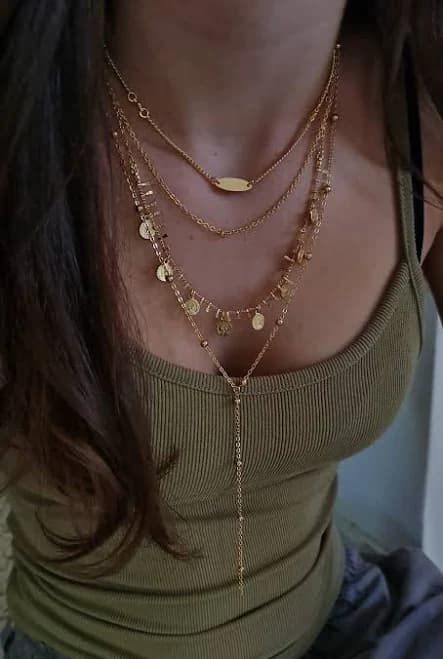 Multi Strand Y Lariat Coin Charm Necklace