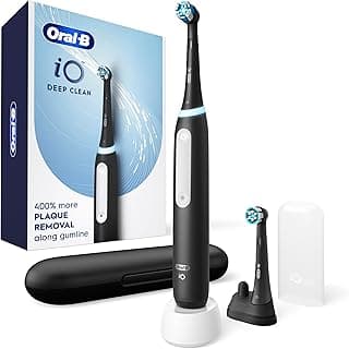 iO Deep Clean Rechargeable Electric Toothbrush, Black, iO Series 3 Limited, 2 Brush Heads, Travel Case, Pressure Sensor, 3 Cleaning Settings
