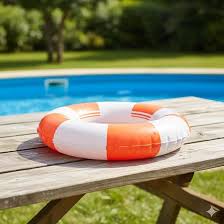 Kiesh Kids Inflatable Life Buoy Ring with Rescue Rope | Orange & White High Visibility Pool Float Tube | Safe PVC Lifesaver for Swimming Pool, Beach & Water Activities : Amazon.in: Toys
