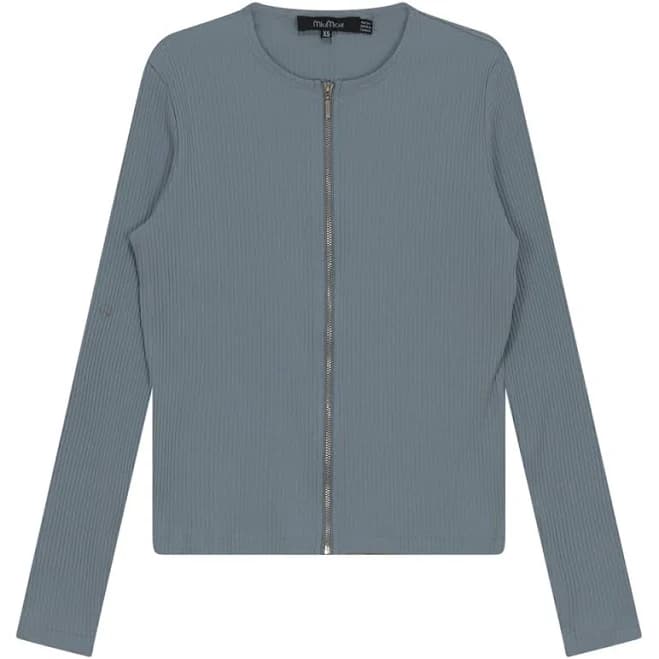 Thin Ribbed Crop Zipper Bomber