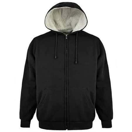 Collections Etc Ultra Soft Sherpa Lined Zip-Up Hooded Sweatshirt Men's