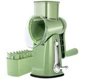 Lynzavix Rotary Cheese Grater Retro Green Vegetable Shredder Food Chopper with 5 Blades Suction Base Blade Storage Box