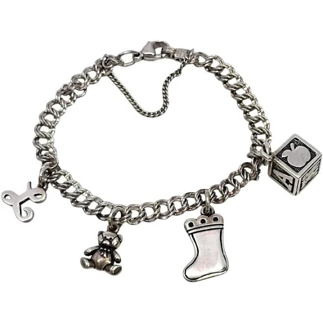 James Avery Sterling Silver Charm Bracelet with 4 Charms