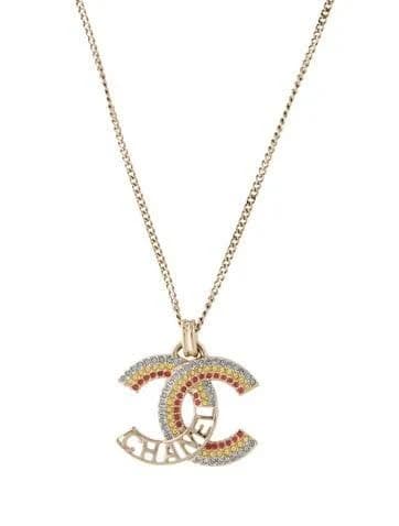 CHANEL CC Logo Strass Pendant Necklace
