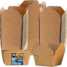 Paper To Go Boxes for Food [50 Pack - 30 Oz], Cardboard Take Out Food Containers Boxes | Kraft Fold Takeout Small Disposable Lunch Box Packaging, Chinese Take Home Away Containers Catering Deliveries
