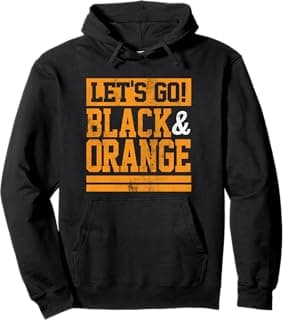 Let's Go Black & Orange Team Colors Vintage Game Day Pullover Hoodie