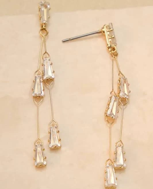 18K Gold Double Bar Earring