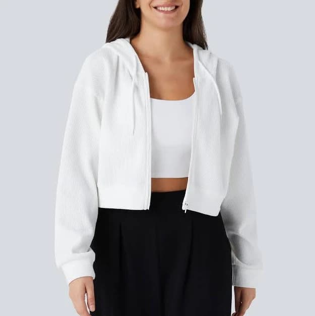 Halara Waffle Cotton Cropped Sweatshirt