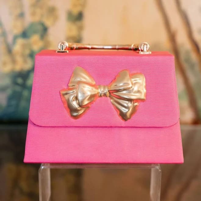 Pink Faille Lulu with Gold Handle Handbag