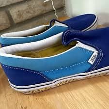 VANS 721454 SLIP-ON SKATEBOARD SHOES SNEAKERS KIDS 7 Spell Out 2 Blues | eBay