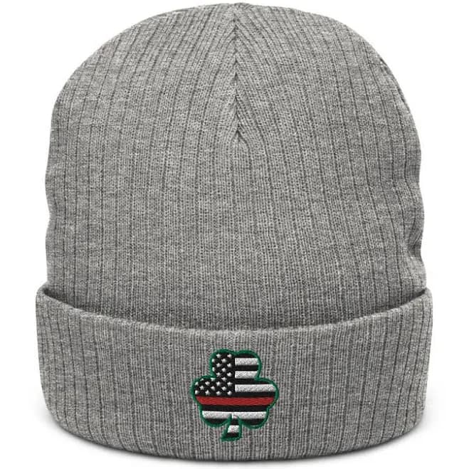 Red Line Irish Shamrock Beanie