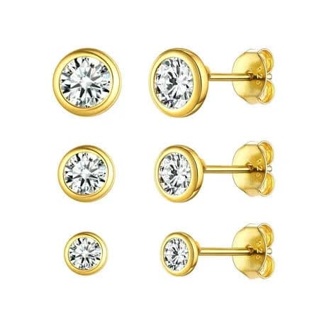 Chicsilver Sterling Silver Hypoallergenic Stud Earrings with Simulated Diamond