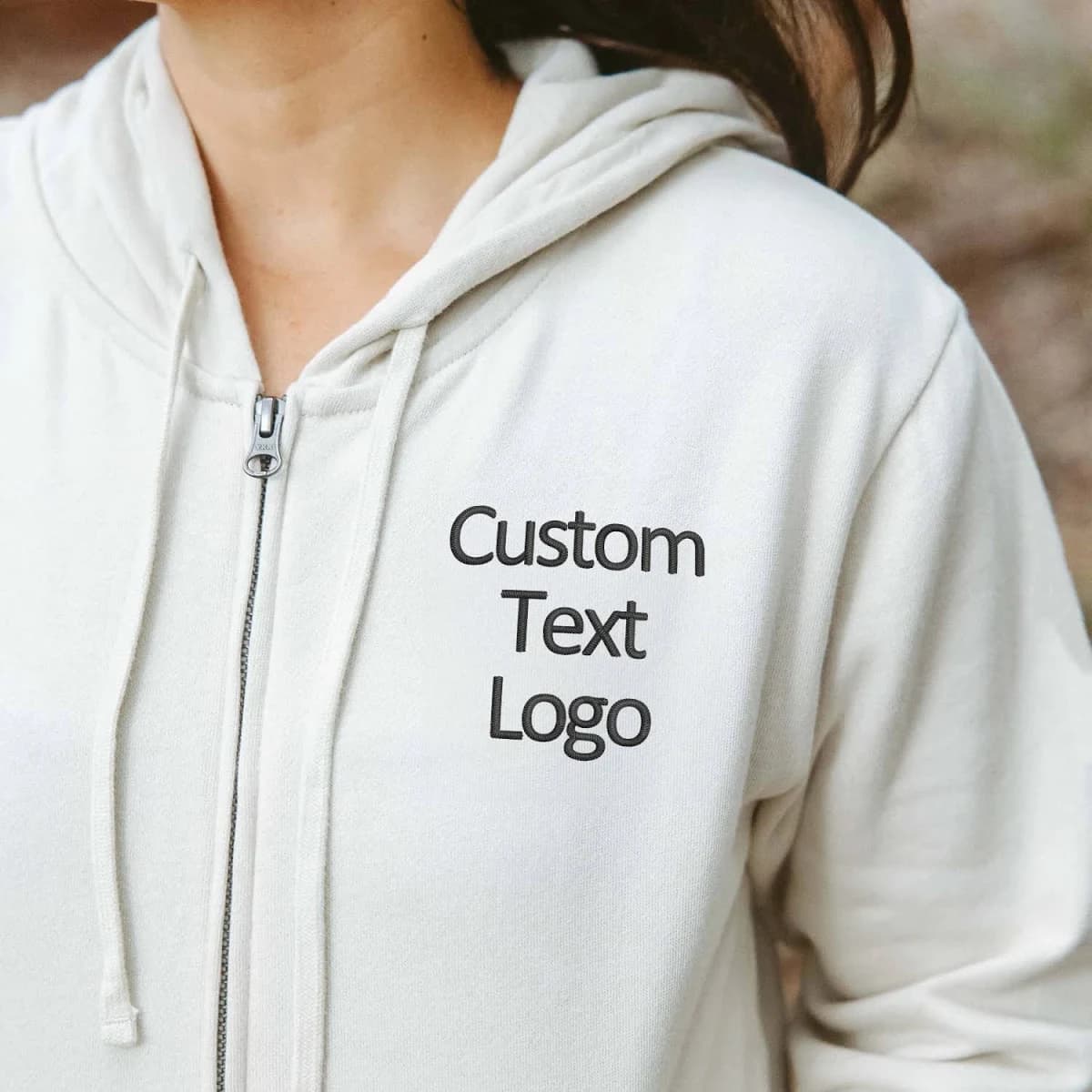 Custom Logo Embroidered Zip Hoodie