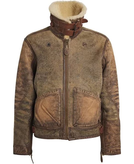 Ralph Lauren Men's Leather-Trim Shearling Bomber Jacket
