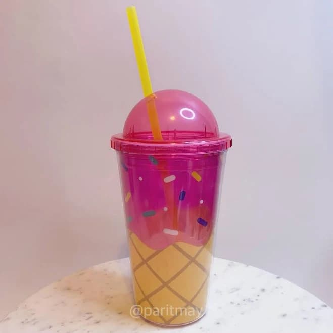 Target Bullseye Playground Pink Ice Cream Cone Cup Tumbler with Straw 8"H | Plastic | Summer
