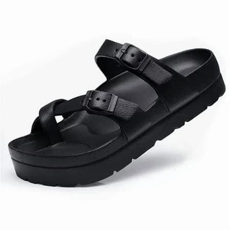ZELAND Unisex Cloud Cushion Thick Platform Slide Sandals with Adjustable Straps - Non-Slip, Eva, Lightweight Comfort Flip Flops for Women & Men, Adult