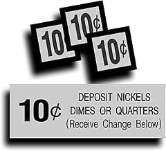 Restoration Decal Sticker for Vintage Soda Pop Soft Drink Vending Coin Change Slot Compatible with Vendo Pepsi, Coca Cola Machine 10 Cent - 1.688 x 4.88 Inch Plus 3 Square Decals