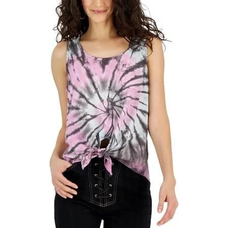 Rebellious One Juniors' Tie-Dye Tie-Hem Tank Top