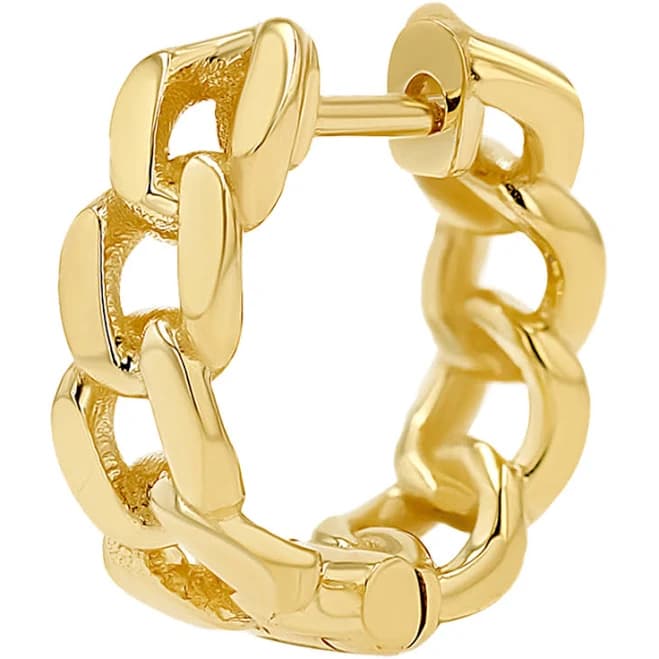 Baby Cuban Link Huggies Hoop Earrings 14K Gold Gold