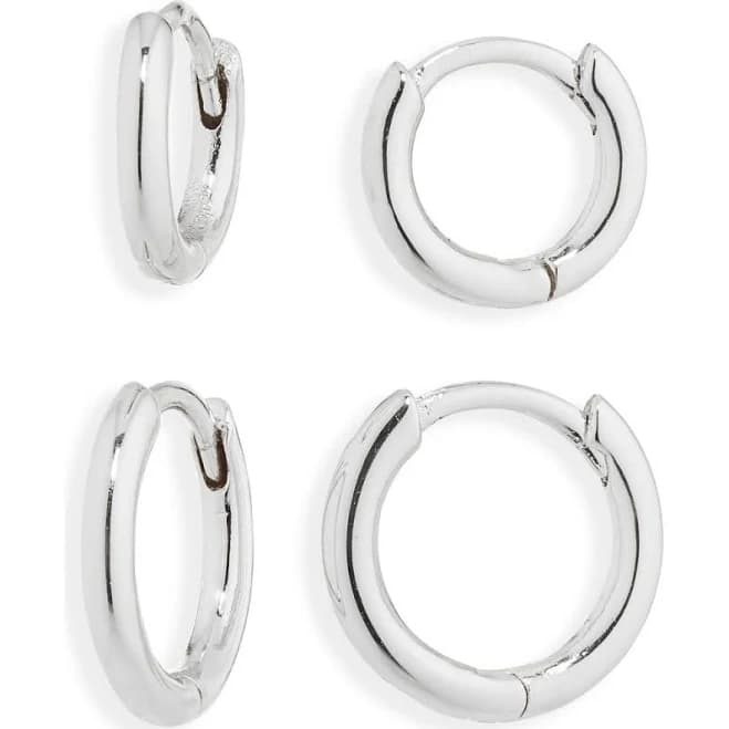 Nordstrom Sterling Silver Plated Demi Fine Huggie Hoop Earrings