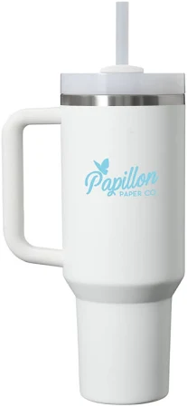Bagmasters Custom Stanley Quencher H2.0 Flowstate Tumbler 40oz in White | Stainless Steel
