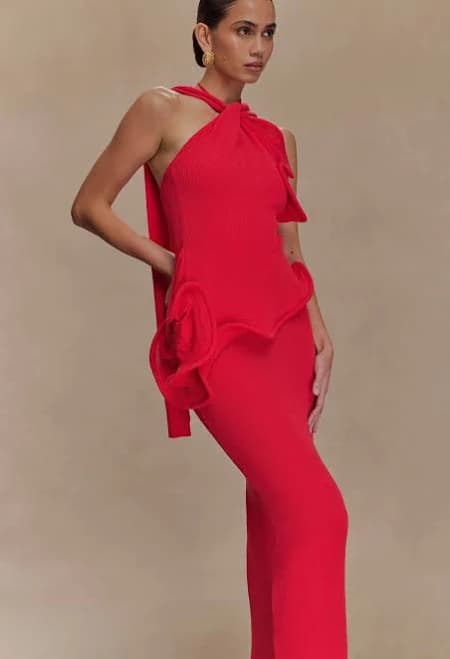 Meshki Caprice Halter Knit Maxi Dress
