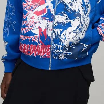 boohooMAN Men's Oversized Boxy 13 Graphic Hoodie