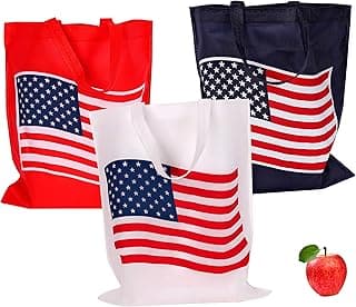 Funiverse Bulk 24 Pack Patriotic Flag Reuseable Shopping Bag Tote Asst