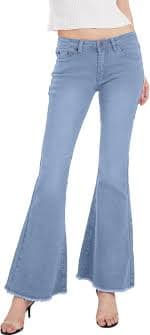 CHARTOU Women's Asymmetric Tassel Flared Slit Ripped Jeans Denim Pants (X-Large, Navy Blue) : Buy Online at Best Price in KSA - Souq is now Amazon.sa: Fashion