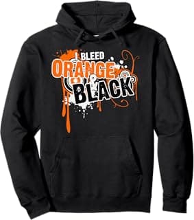 I Bleed Black & Orange Sports Team Game Day Pullover Hoodie