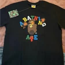 BAPE Black Short Sleeve Tee with Colorful Graphic