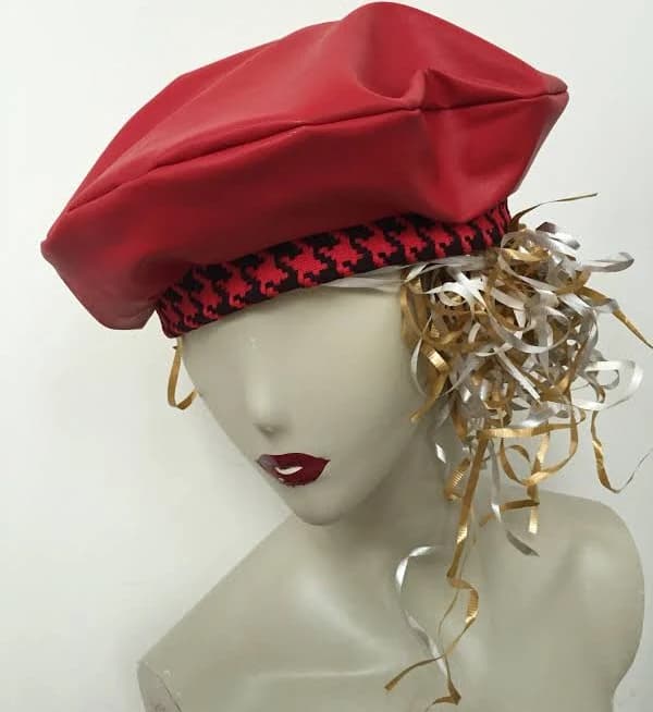 French Beret Hat with Houndstooth