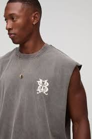 Tracksuits | Oversized Boxy Homme Washed Tank & Short Set | boohooMAN