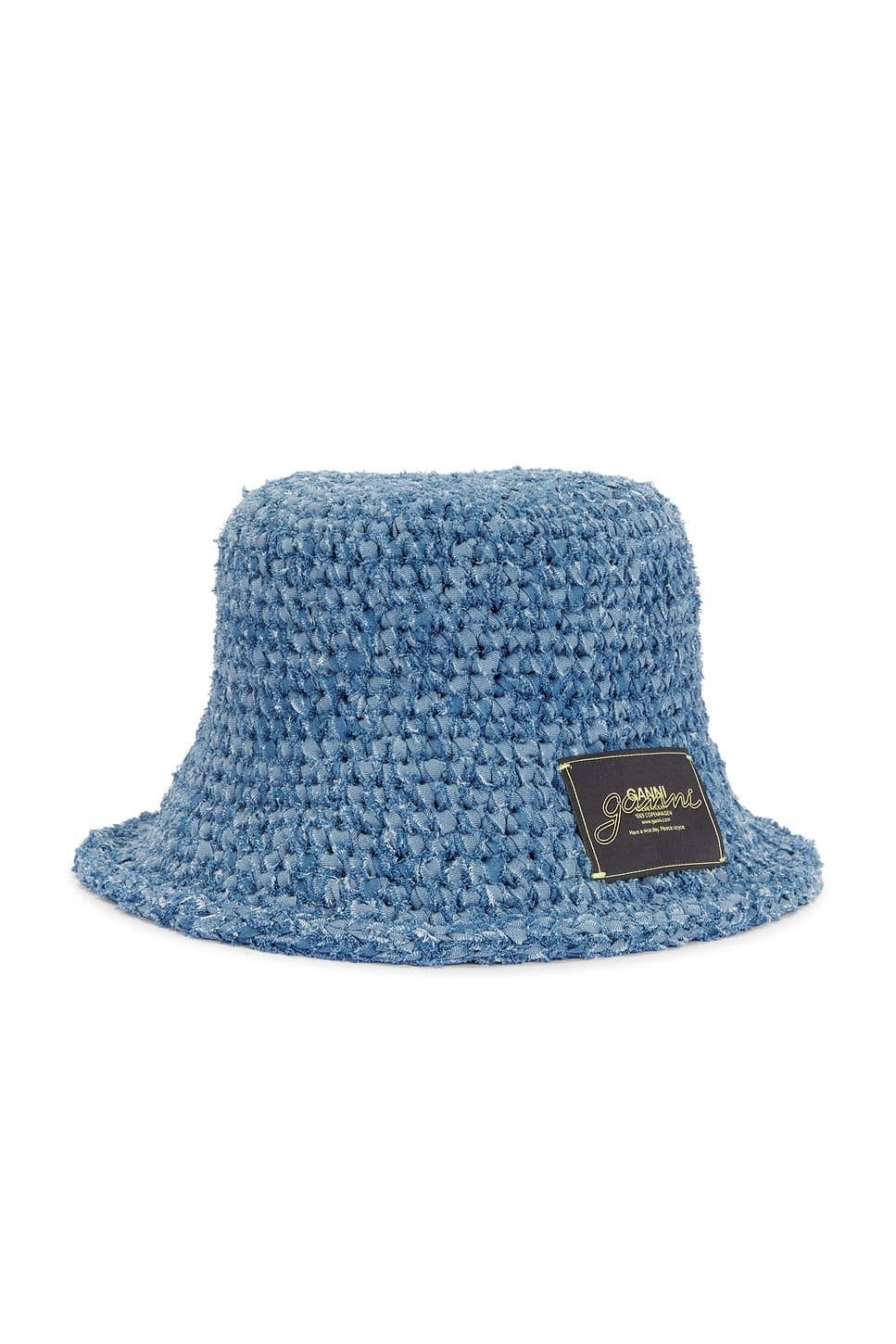 Ganni Denim Handknit Bucket Hat In Brown | ModeSens