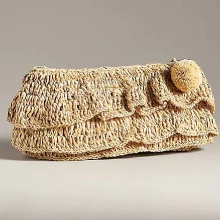 Anthropologie Raffia Ruffle Clutch