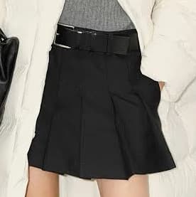 MO&Co. Women's Wool Blend Pleated Mini Skirt
