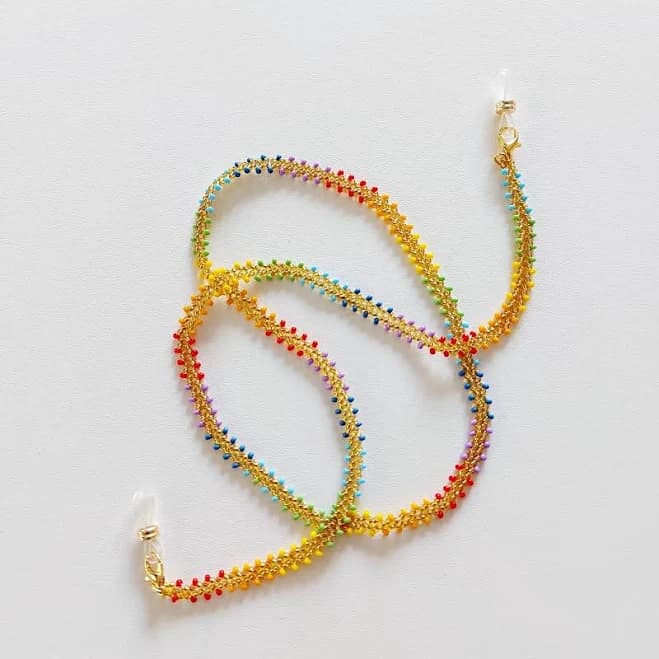 Colorful Beaded Glasses Chain: Gold Accent Eyeglass Necklace