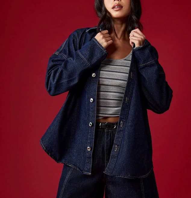 Missguided Ladies Oversized Denim Button Down Shirt