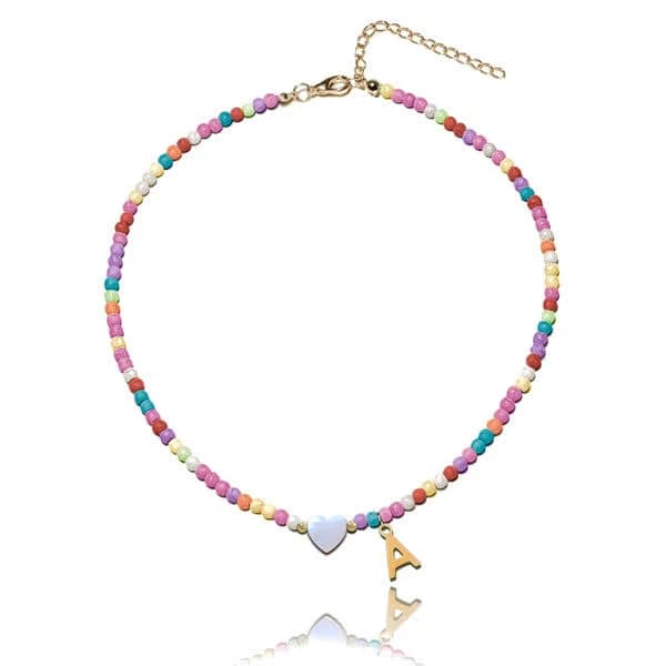 Colorful Beaded Initial Choker Necklace