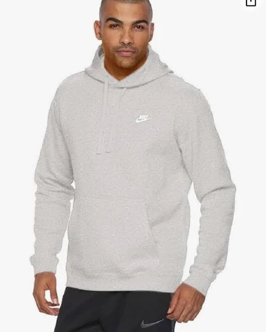 Nike Men's Sportswear Club Pullover Hoodie, Light Grey Heather/white