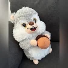 Gray and White Plush Squirrel with Acorn / Previously owned