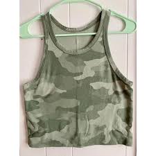 aerie | Tops | Aerie Cropped Green Camouflage Tank Size Large | Poshmark