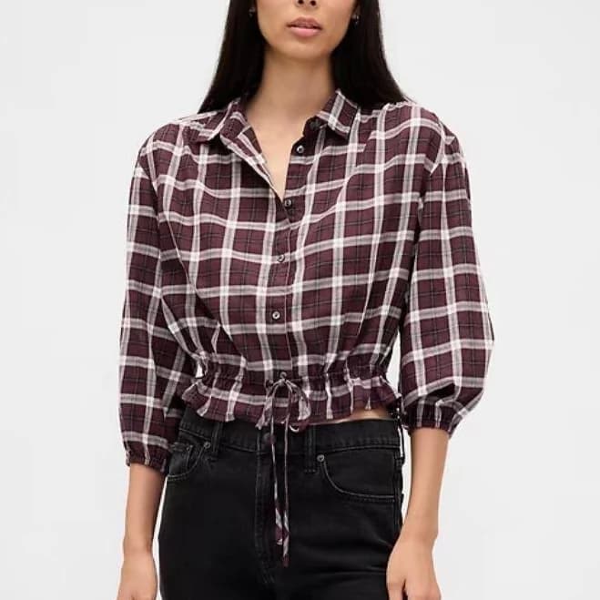 Gap Flannel Tie-waist Top