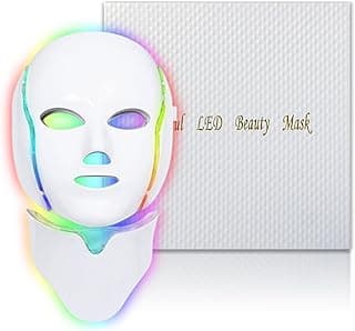 Red Light Therapy Mask for Face, 7 Custom Modes with 850nm Infrared & 630nm Red Light, Portable LED Face Mask Light Therapy with Timer for Home Use, White